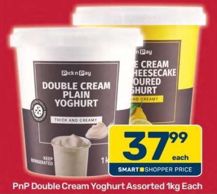 PnP Double Cream Yoghurt Assorted 1kg Each