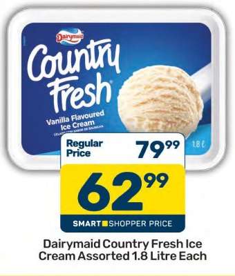 Dairymaid Country Fresh Ice Cream Assorted 1.8 Litre Each