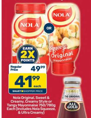 Nola Original, Sweet & Creamy, Creamy Style or Tangy Mayonnaise 750/780g Each