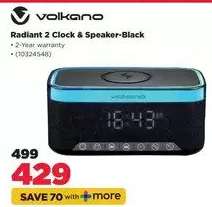 Volkano Radiant 2 Clock & Speaker-Black