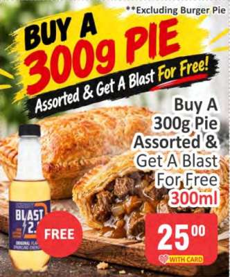 300g Pie Assorted & Blast 300ml