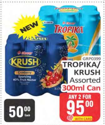 TROPIKA/KRUSH Assorted 300ml Can