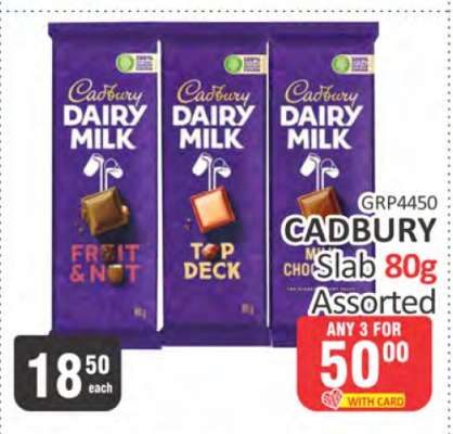 CADBURY Slab 80g Assorted