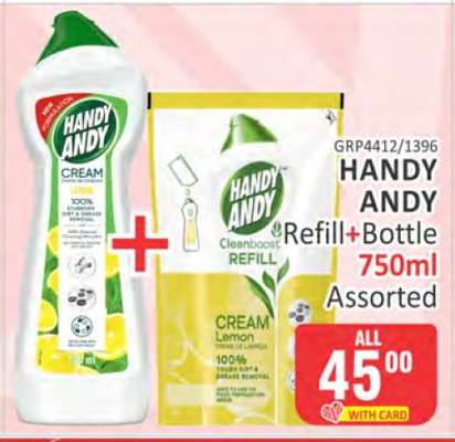 HANDY ANDY Refill+Bottle 750ml Assorted