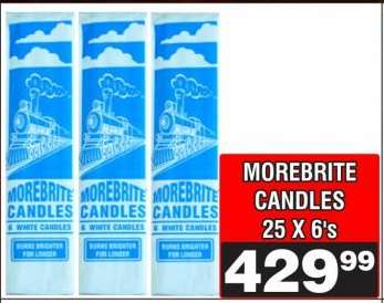MOREBRITE CANDLES 25 X 6'S