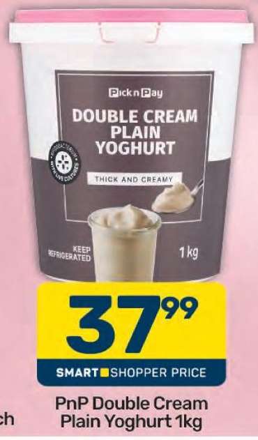 PnP Double Cream Plain Yoghurt 1kg