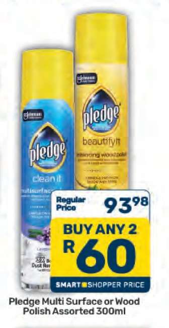 Pledge Multi Surface or Wood Polish Assorted 300ml