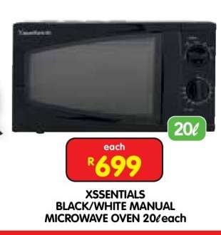 Xssentials Black/White Manual Microwave Oven