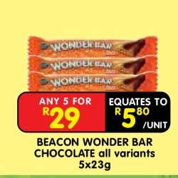 BEACON WONDER BAR CHOCOLATE all variants 5x23g