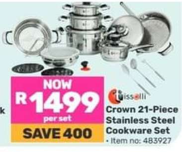 Crown 21-Piece Stainless Steel Cookware Set