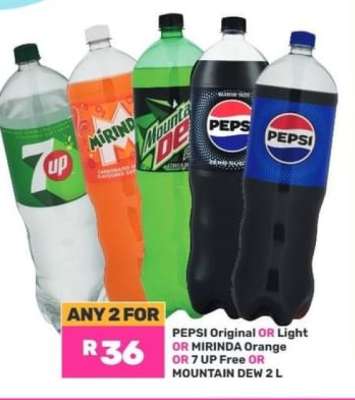 PEPSI Original OR Light OR MIRINDA Orange OR 7 UP Free OR MOUNTAIN DEW