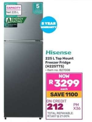 Hisense 225 L Top Mount Freezer Fridge (H225TTS)
