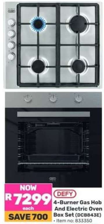 DEFY 4-Burner Gas Hob and Electric Oven Box Set (DCB843E)