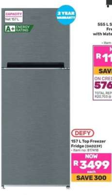 DEFY 157 L Top Freezer Fridge (DAD239)
