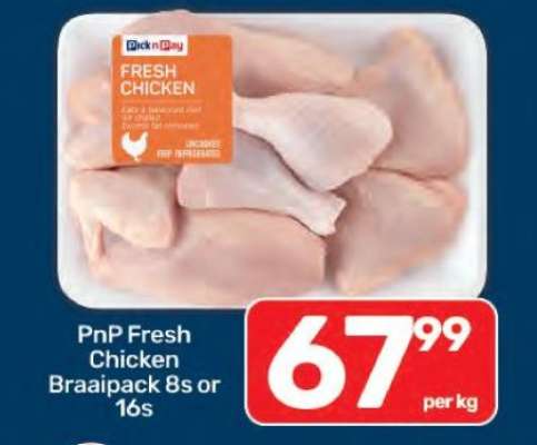 PnP Fresh Chicken Braaipack 8s or 16s