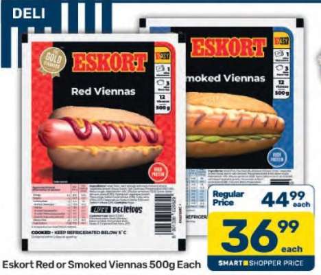 Eskort Red or Smoked Viennas 500g Each