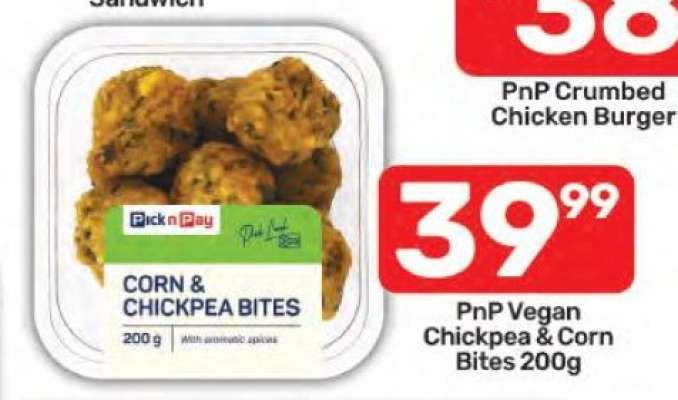 PnP Vegan Chickpea & Corn Bites 200g