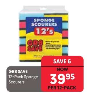 GR8 SAVE 12-Pack Sponge Scourers