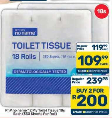 PnP no name™ 2 Ply Toilet Tissue 18s