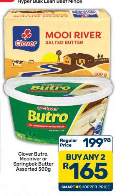 Clover Butro, Mooiriver or Springbok Butter