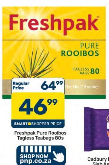 Freshpak Pure Rooibos Tagless Teabags 80s