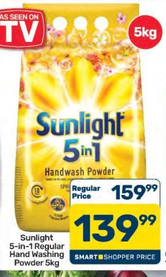 Sunlight 5-in-1 Regular Hand Washing Powder 5kg