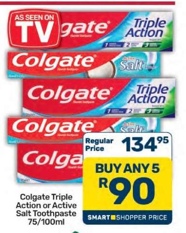 Colgate Triple Action or Active Salt Toothpaste
