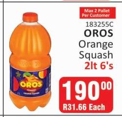OROS Orange Squash 2lt 6's
