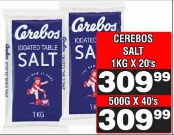 CEREBOS SALT 1KG X 20's