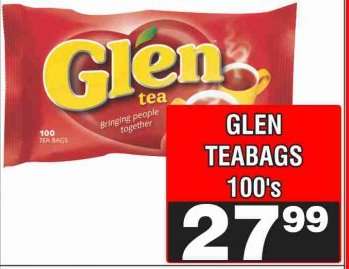 GLEN TEABAGS 100's