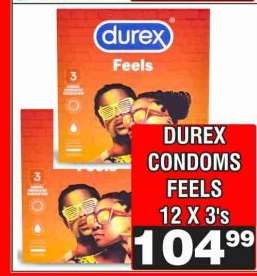 DUREX CONDOMS FEELS 12 X 3's