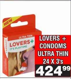 LOVERS + CONDOMS ULTRA THIN 24 X 3's