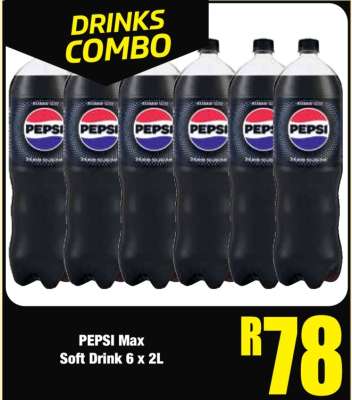 PEPSI Max Soft Drink 6 x 2L