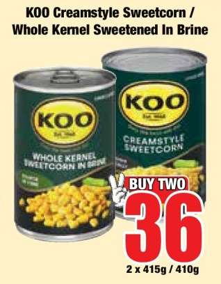 KOO Creamstyle Sweetcorn / Whole Kernel Sweetened In Brine