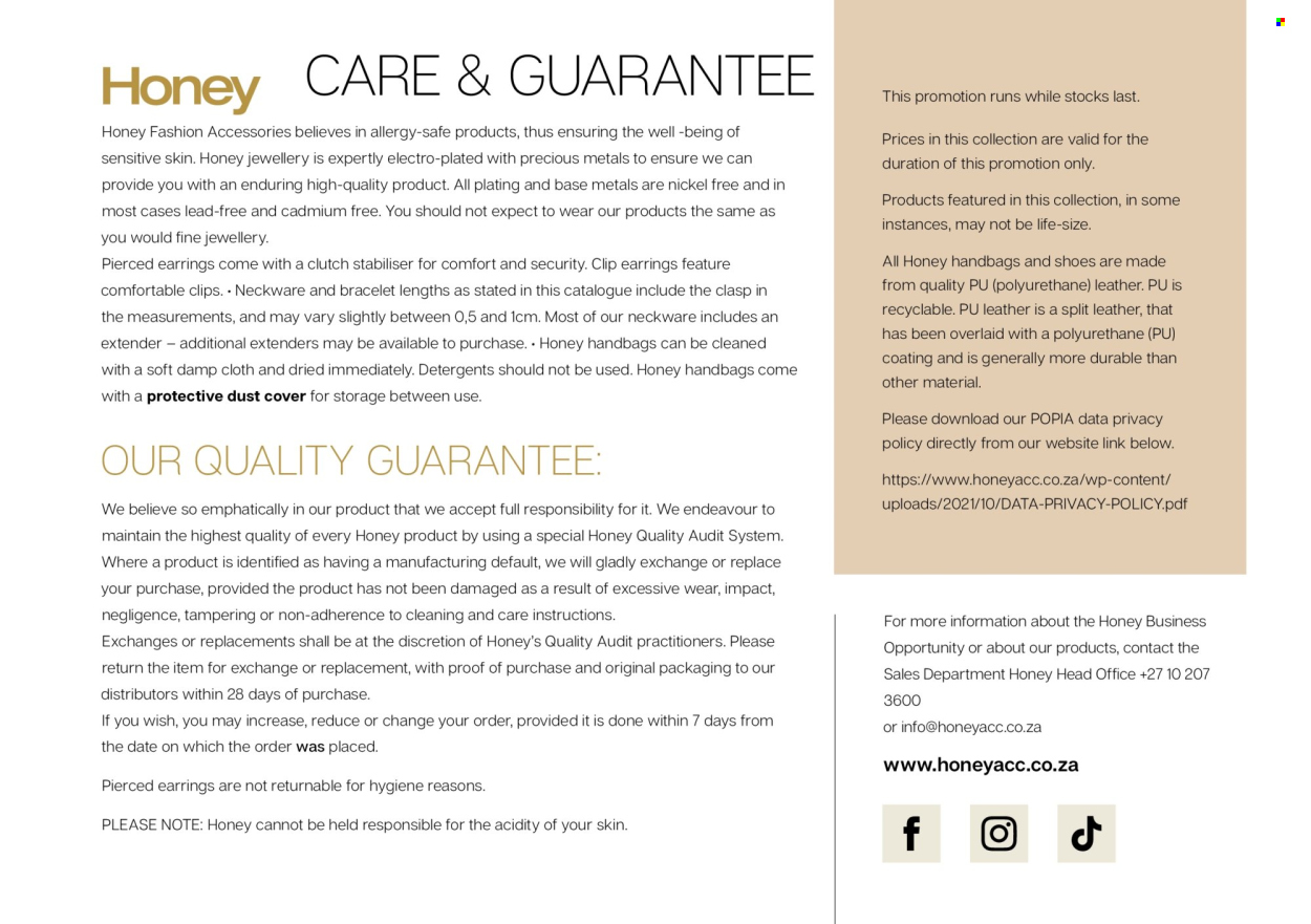 Honey specials. Page 94