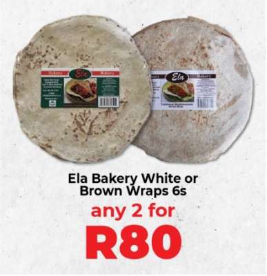 Ela Bakery White or Brown Wraps 6s