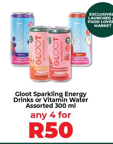 Gloot Sparkling Energy Drinks or Vitamin Water