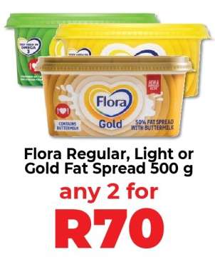 Flora Regular, Light or Gold Fat Spread 500 g