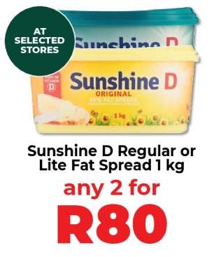 Sunshine D Regular or Lite Fat Spread 1 kg