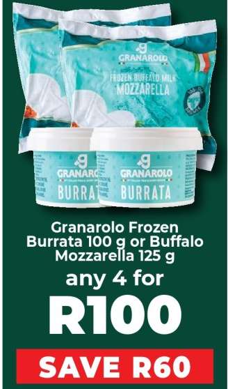 Granarolo Frozen Burrata 100 g or Buffalo Mozzarella 125 g