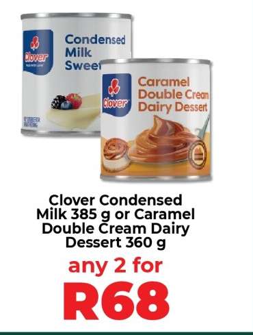 Clover Condensed Milk or Caramel Double Cream Dairy Dessert