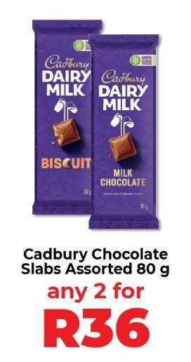 Cadbury Chocolate Slabs Assorted 80 g