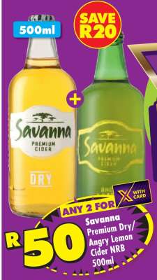 Savanna Premium Dry/Angry Lemon Cider NRB 500ml