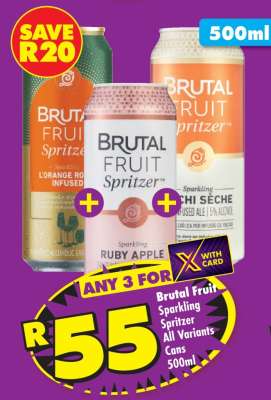 Brutal Fruit Sparkling Spritzer All Variants Cans 500ml