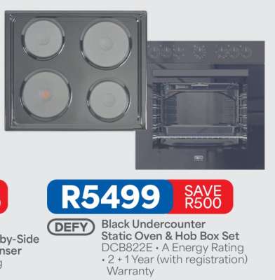 Black Undercounter Static Oven & Hob Box Set