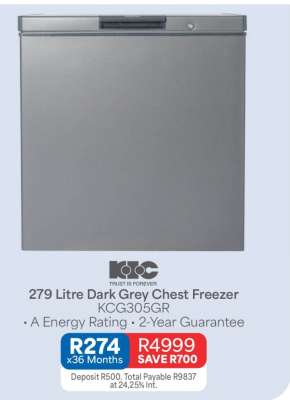279 Litre Dark Grey Chest Freezer