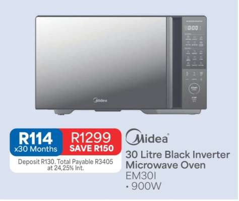 Midea 30 Litre Black Inverter Microwave Oven