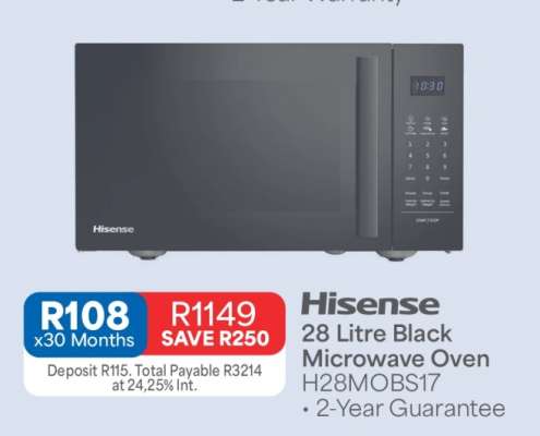 Hisense 28 Litre Black Microwave Oven H28MOBS17