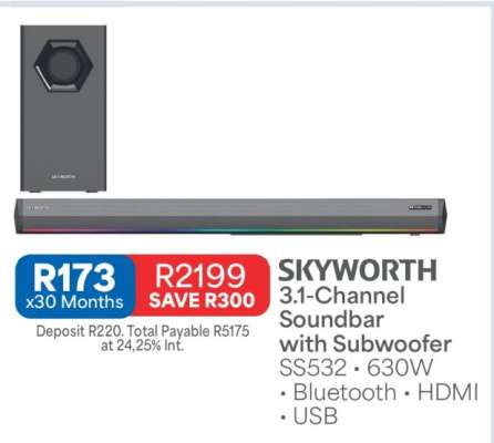 SKYWORTH 3.1-Channel Soundbar with Subwoofer