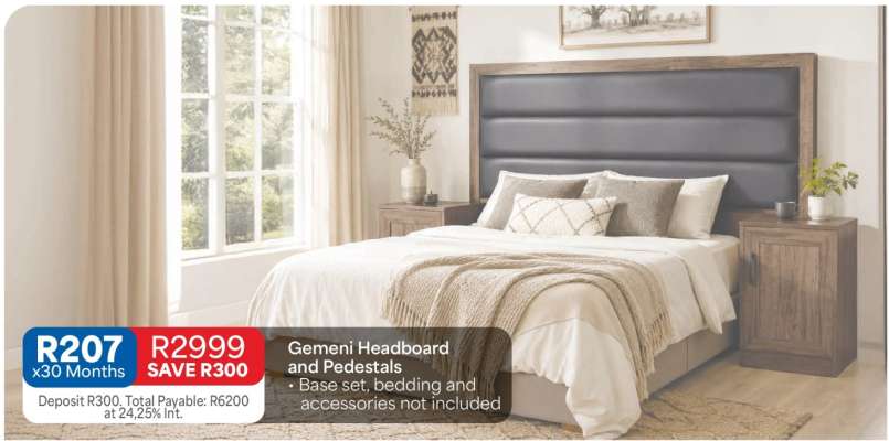 Gemeni Headboard and Pedestals